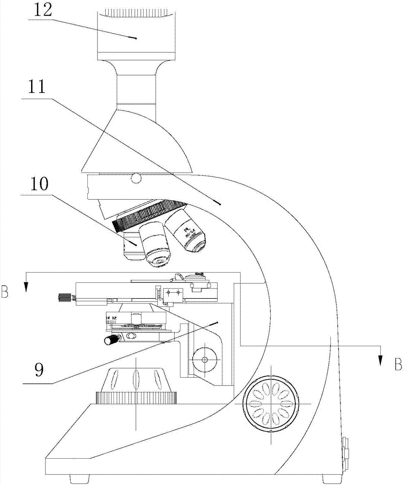 Intelligent microscope objective table elevating mechanism and intelligent microscope composed by same