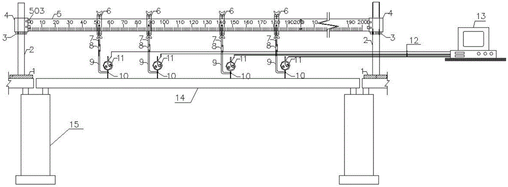 Middle and small span bridge deflection measuring device