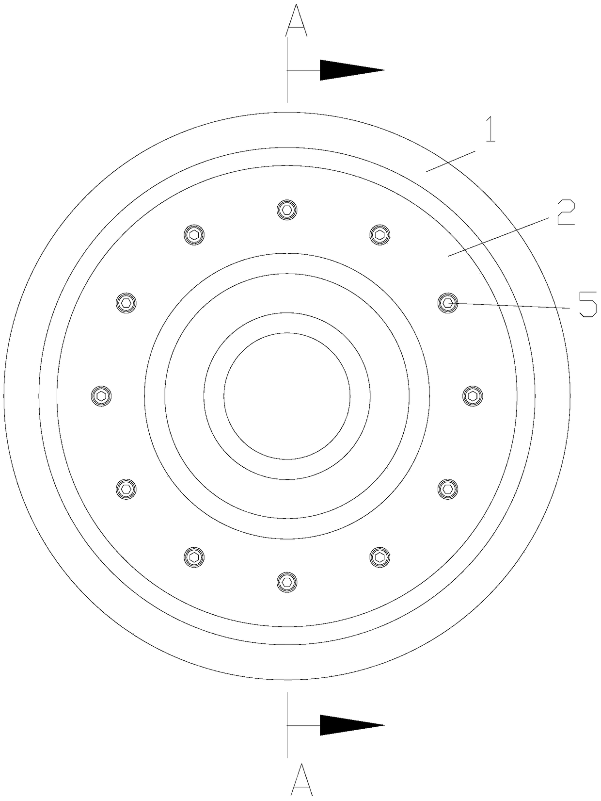 Wheel disc type particle damping shock absorber for rail vehicles