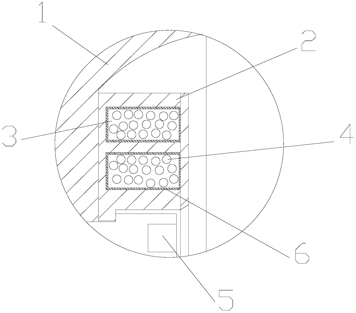 Wheel disc type particle damping shock absorber for rail vehicles