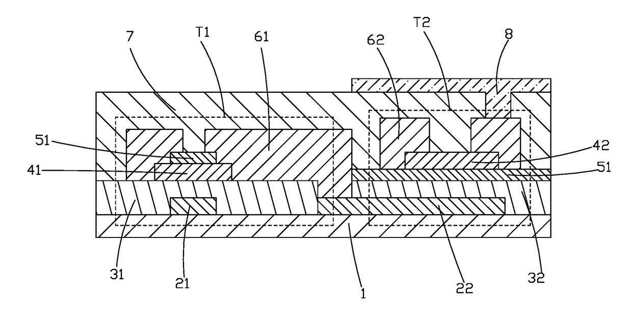 TFT backplate structure comprising transistors having gate isolation layers of different thicknesses and manufacture method thereof