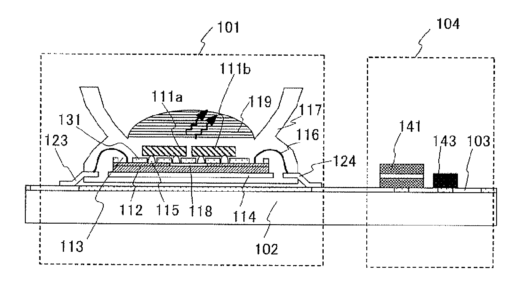 Semiconductor chip for driving light emitting element, light emitting device, and lighting device