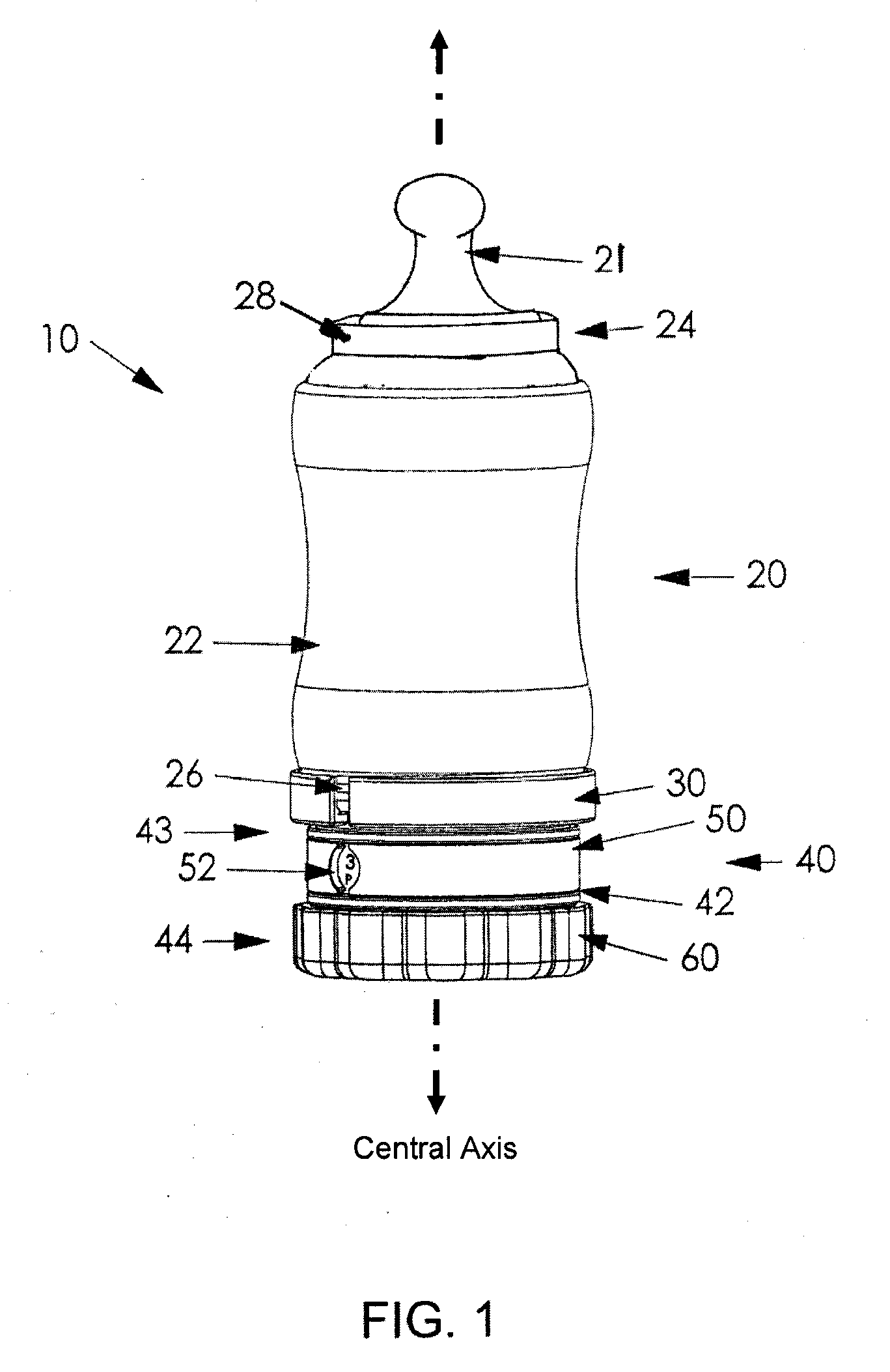 Stacked-container reusable bottle, system and method providing flexible use and mixing