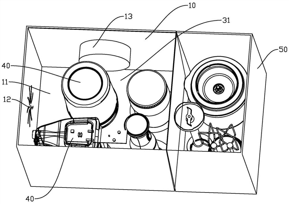 Wireless charging box for household appliances and system thereof