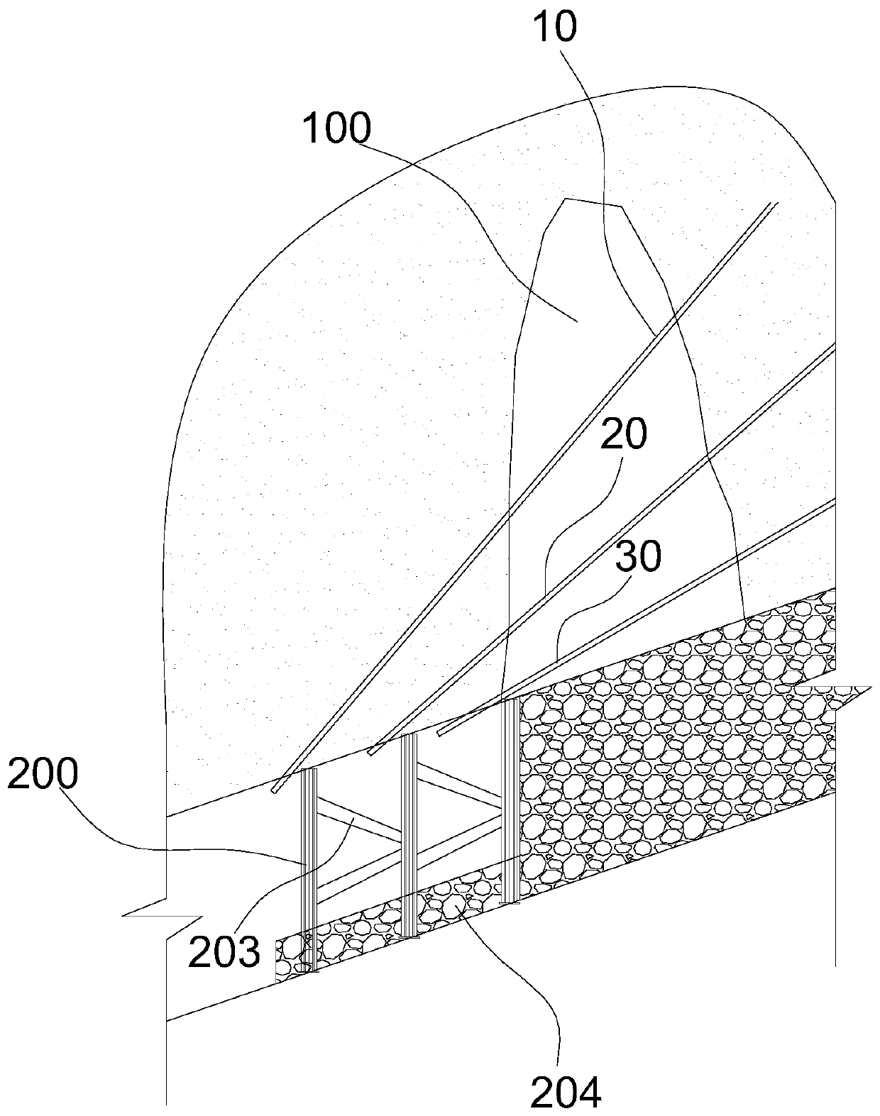 Treatment construction method for continuous collapse and roof fall in small-section steep slope tunnel