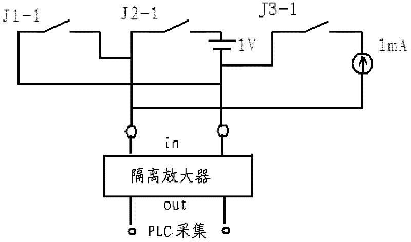 Automatic testing device of make-and-break of superconducting coil quench protection signal transmission line in fusion device