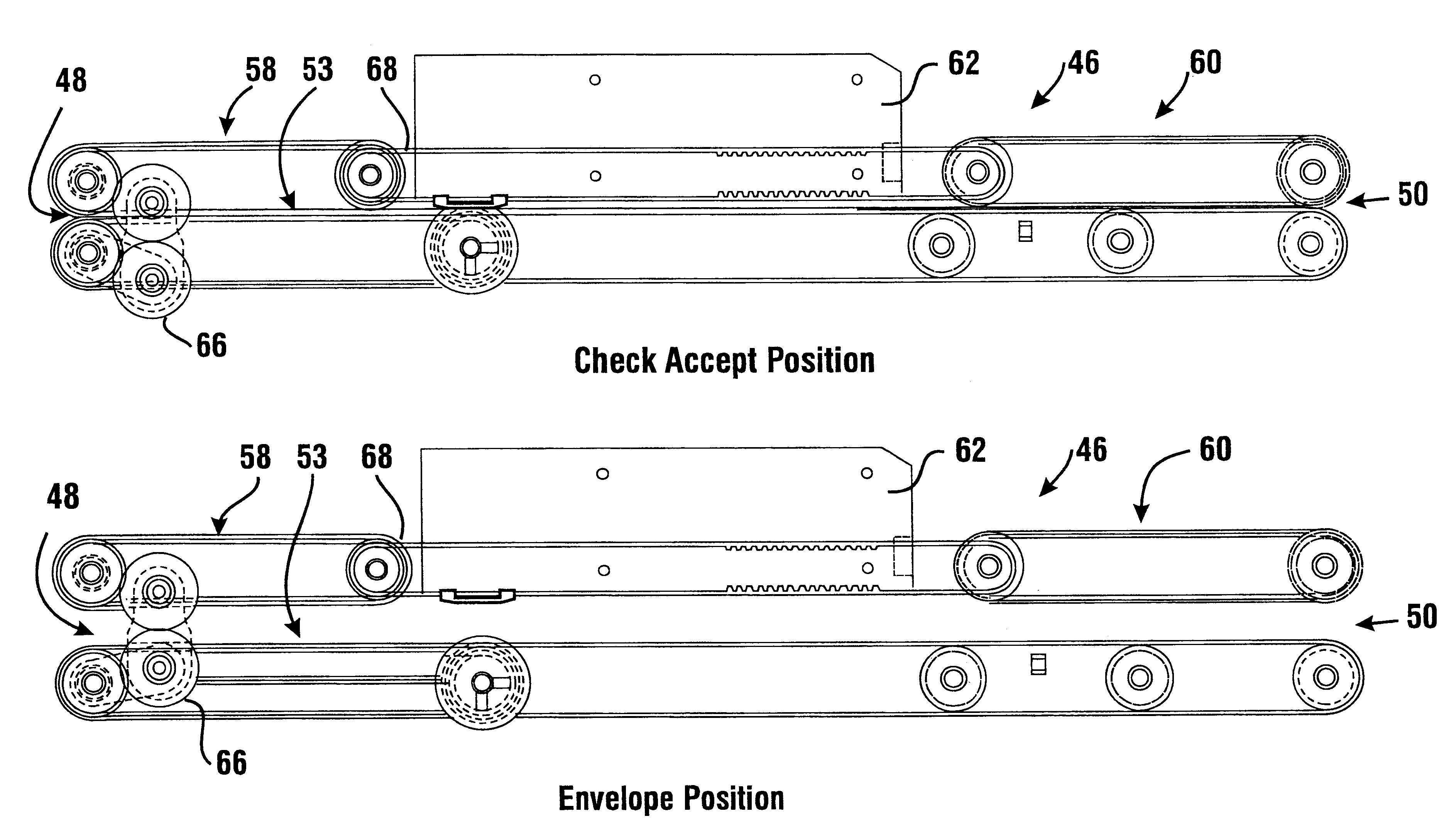 Deposit accepting apparatus and system for automated banking machine