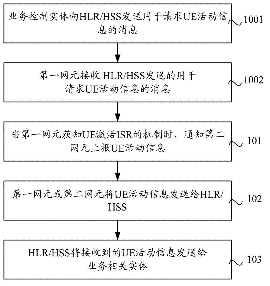 User equipment activity information notification method, system, network element equipment, and server
