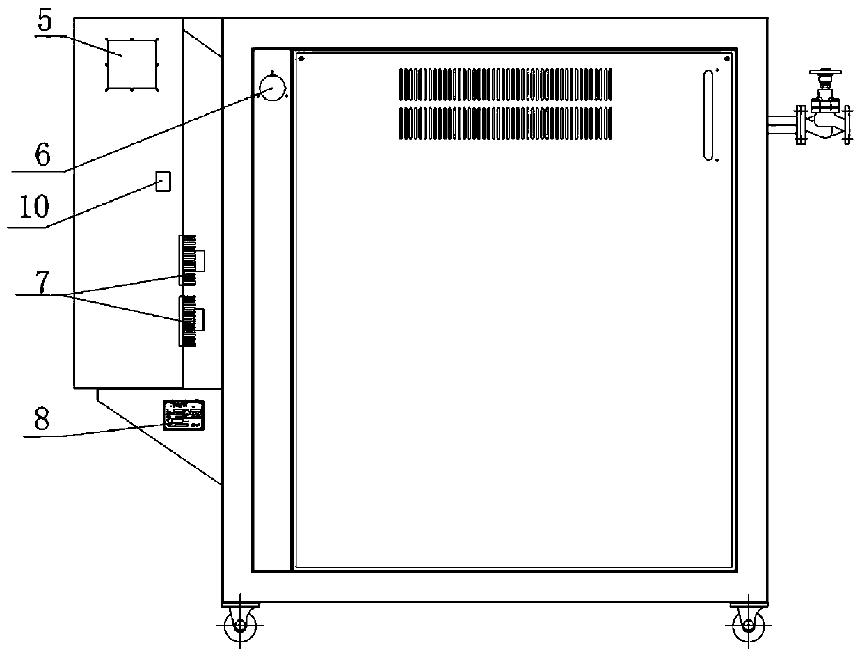 Electric control box for temperature control equipment with external cooling device