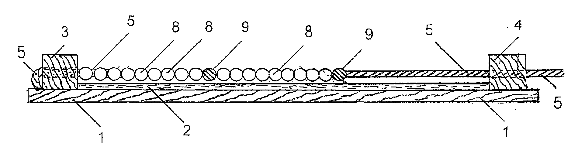 Use of beads on a rope, with a parallel printed sequence