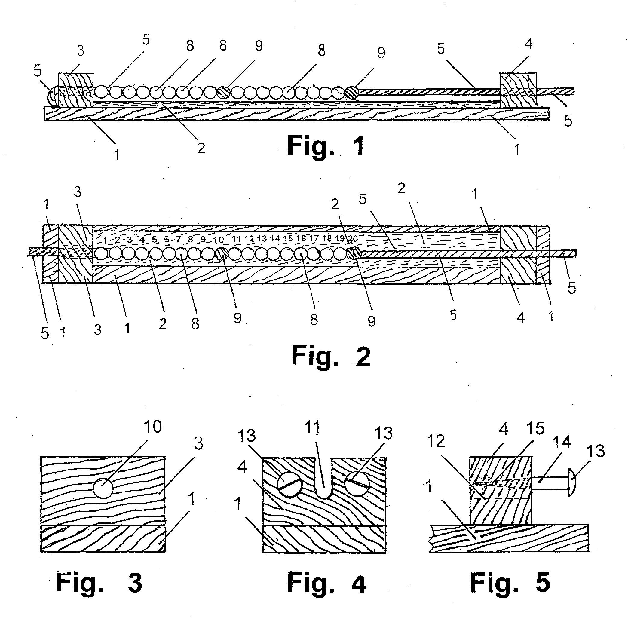 Use of beads on a rope, with a parallel printed sequence