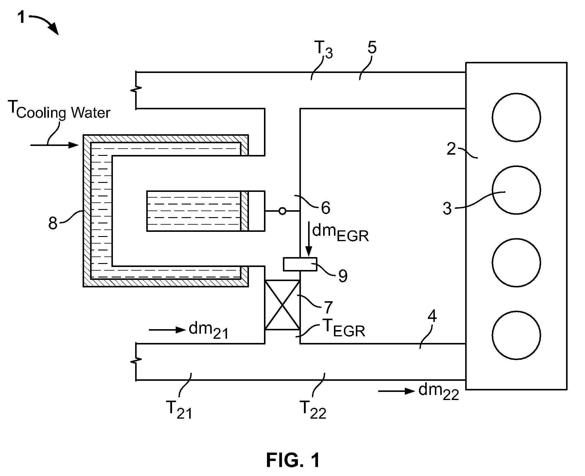 Method and device for adapting the efficiency of a cooler in the return circuit of exhaust gas in an internal combustion engine