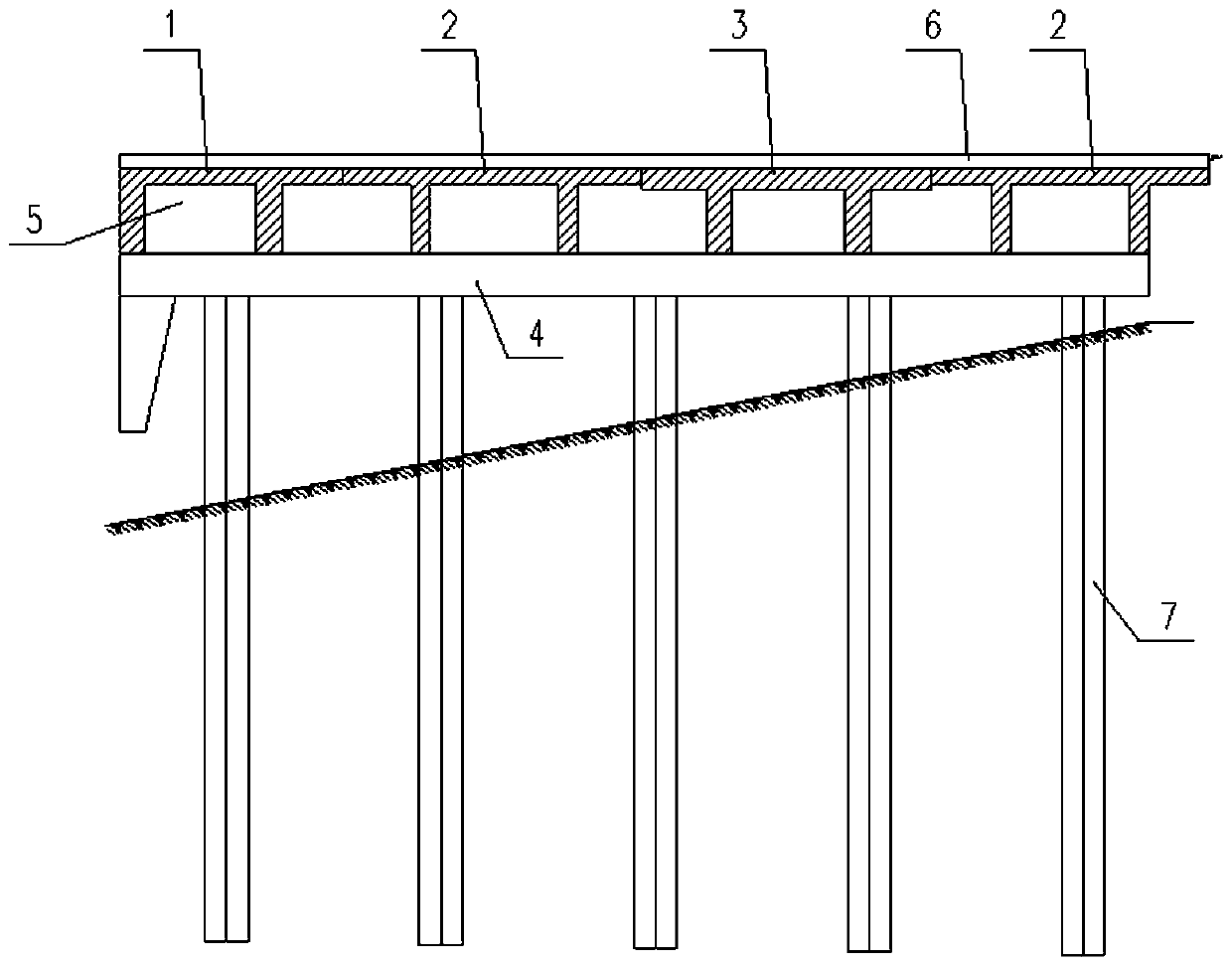 Hydrophilic platform beam plate structure and construction method thereof