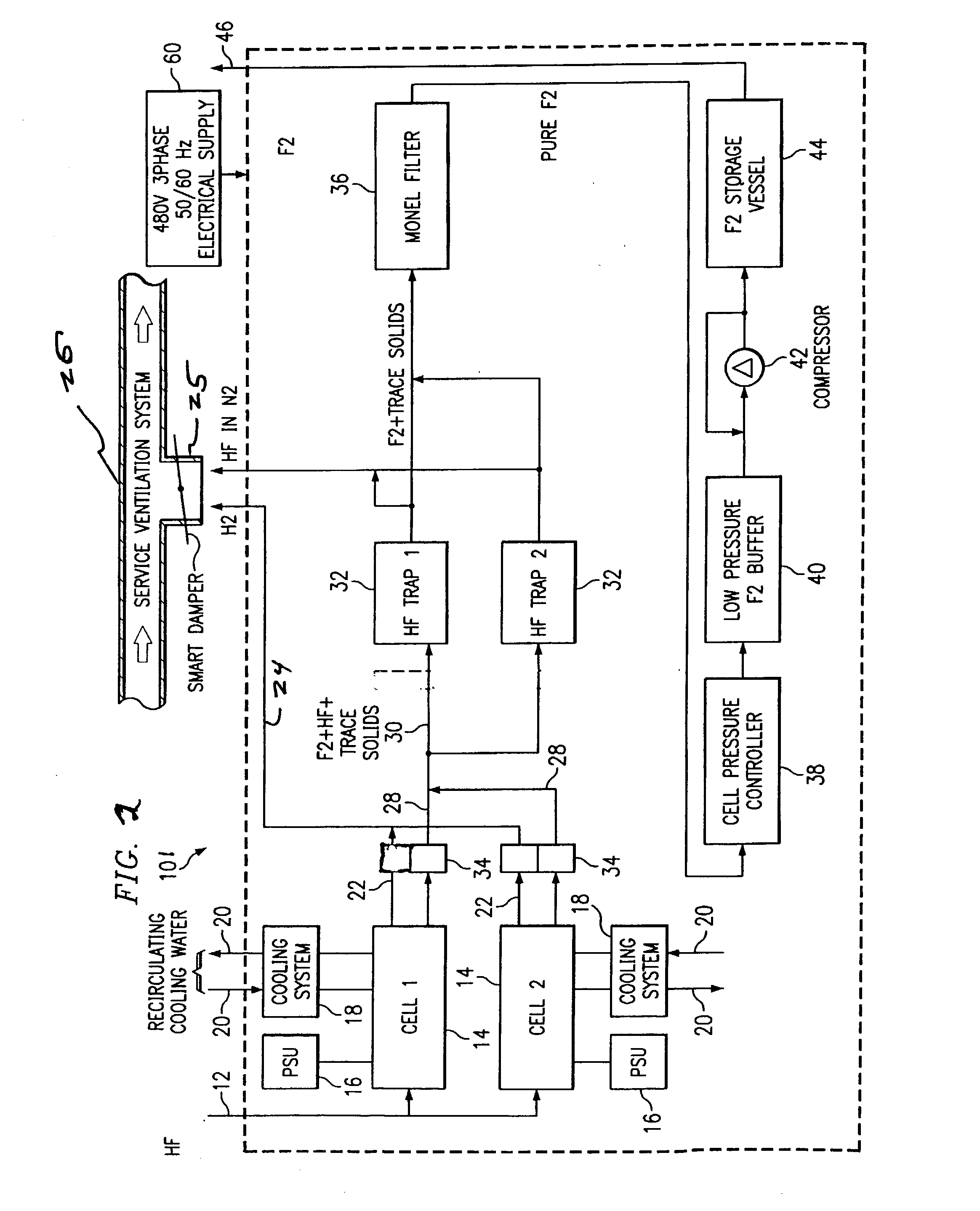 Generation and distribution of molecular fluorine within a fabrication facility