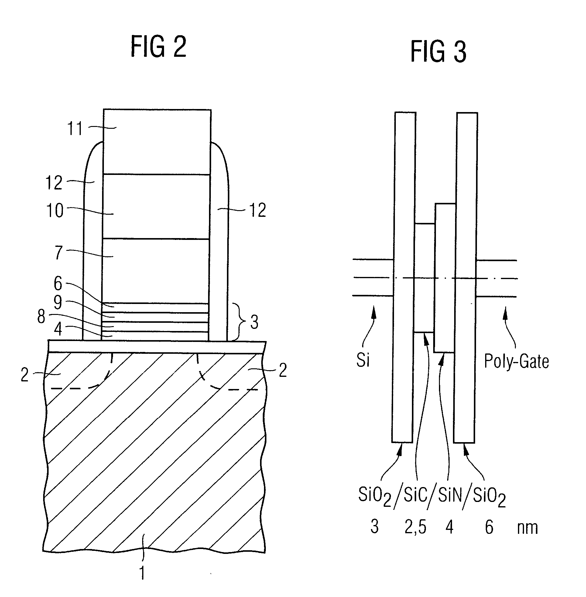 Charge trapping semiconductor memory element with improved trapping dielectric