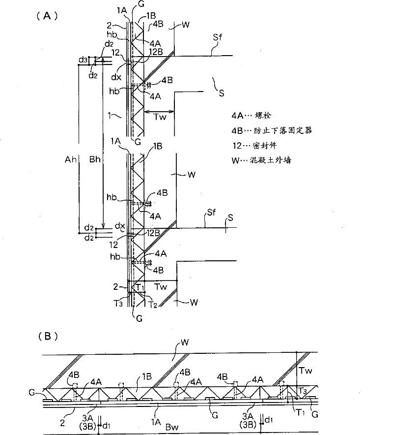 Moisture-permeable outer wall structure for reinforced concrete insulation building, composite panel used and wall protection kerb demarcation hardware