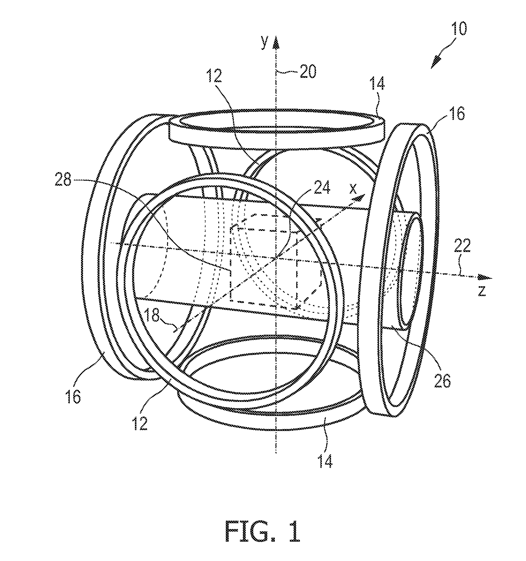 Apparatus and method for influencing and/or detecting magnetic particles in a field of view having an array of single-sided transmit coil sets