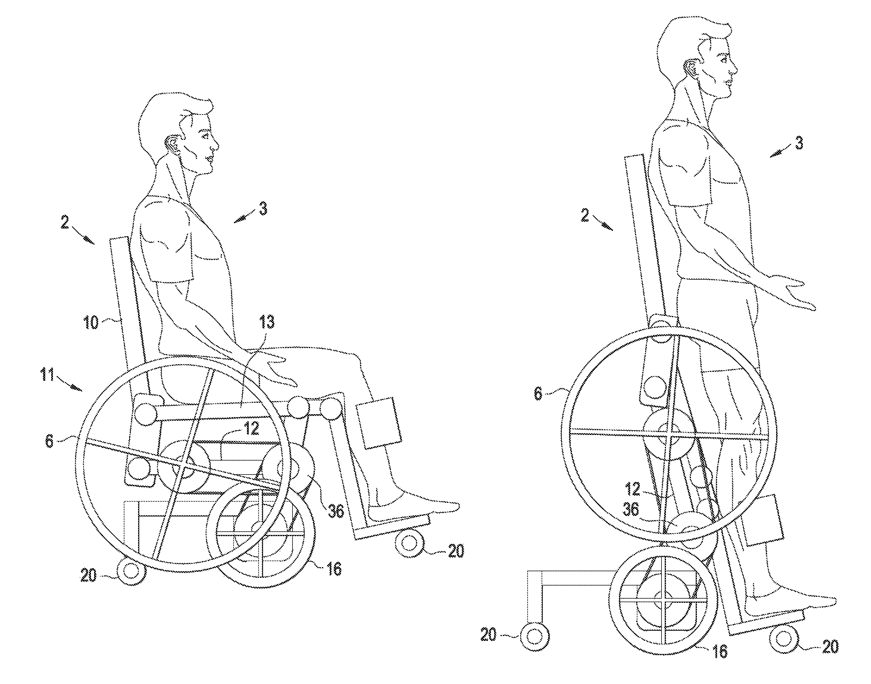 Mobile manual standing wheelchair