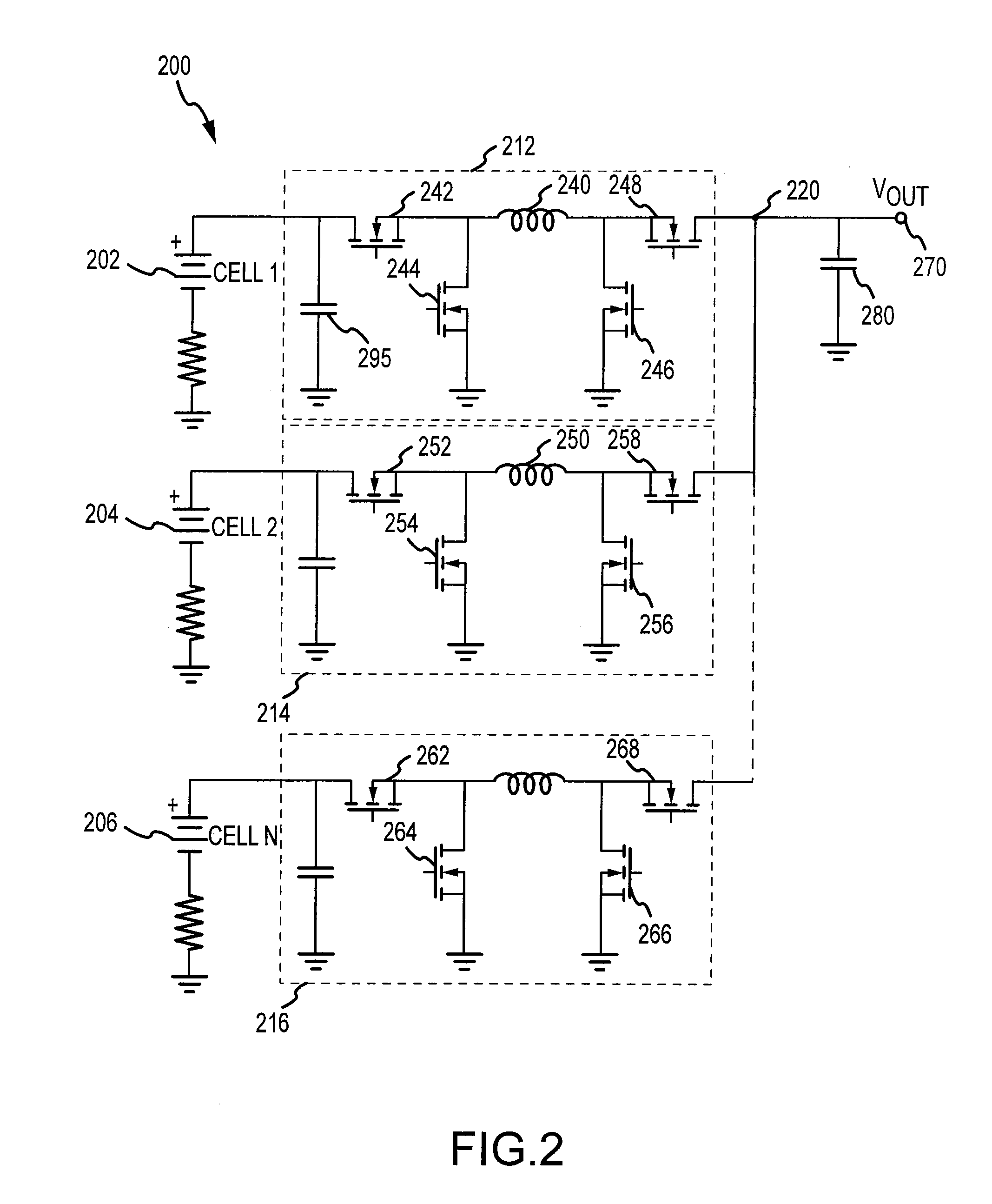 Power source having a parallel cell topology