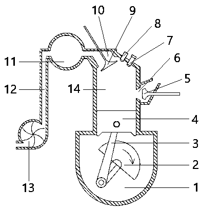 Two-stroke internal combustion engine and working method thereof