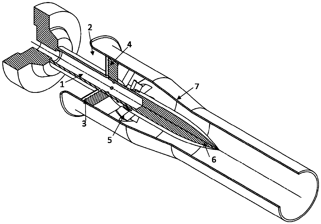 Gas turbine combustor axial two-stage swirl nozzle with opposite directions