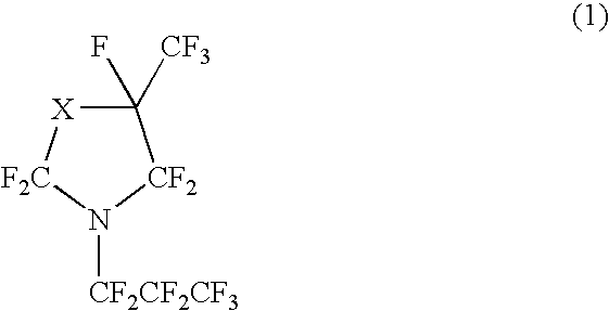 Perfluorocyclicamine, constant boiling composition and process for producing the same