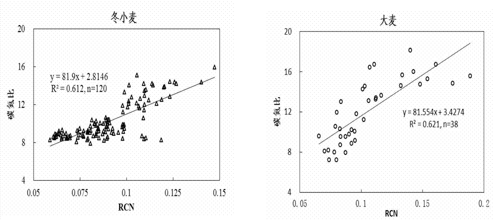 Spectral index constructing method for detecting carbon nitrogen ratios of canopy leaves of crops