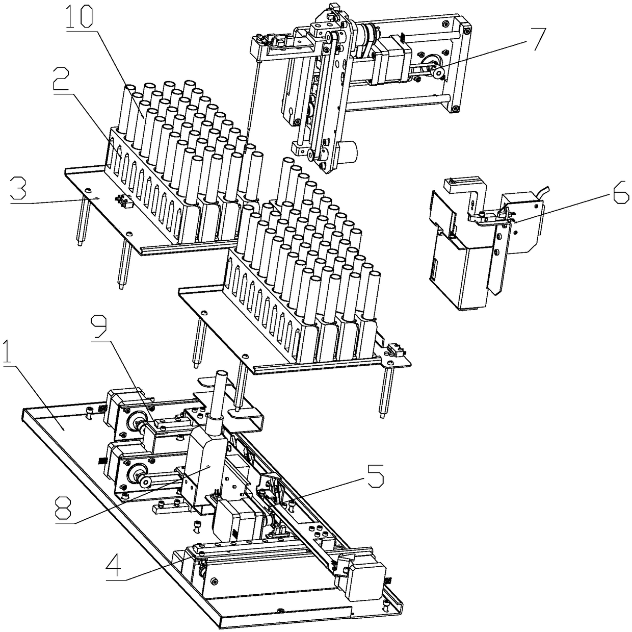 Test-tube rack positioning and conveying device of medical biochemical detector