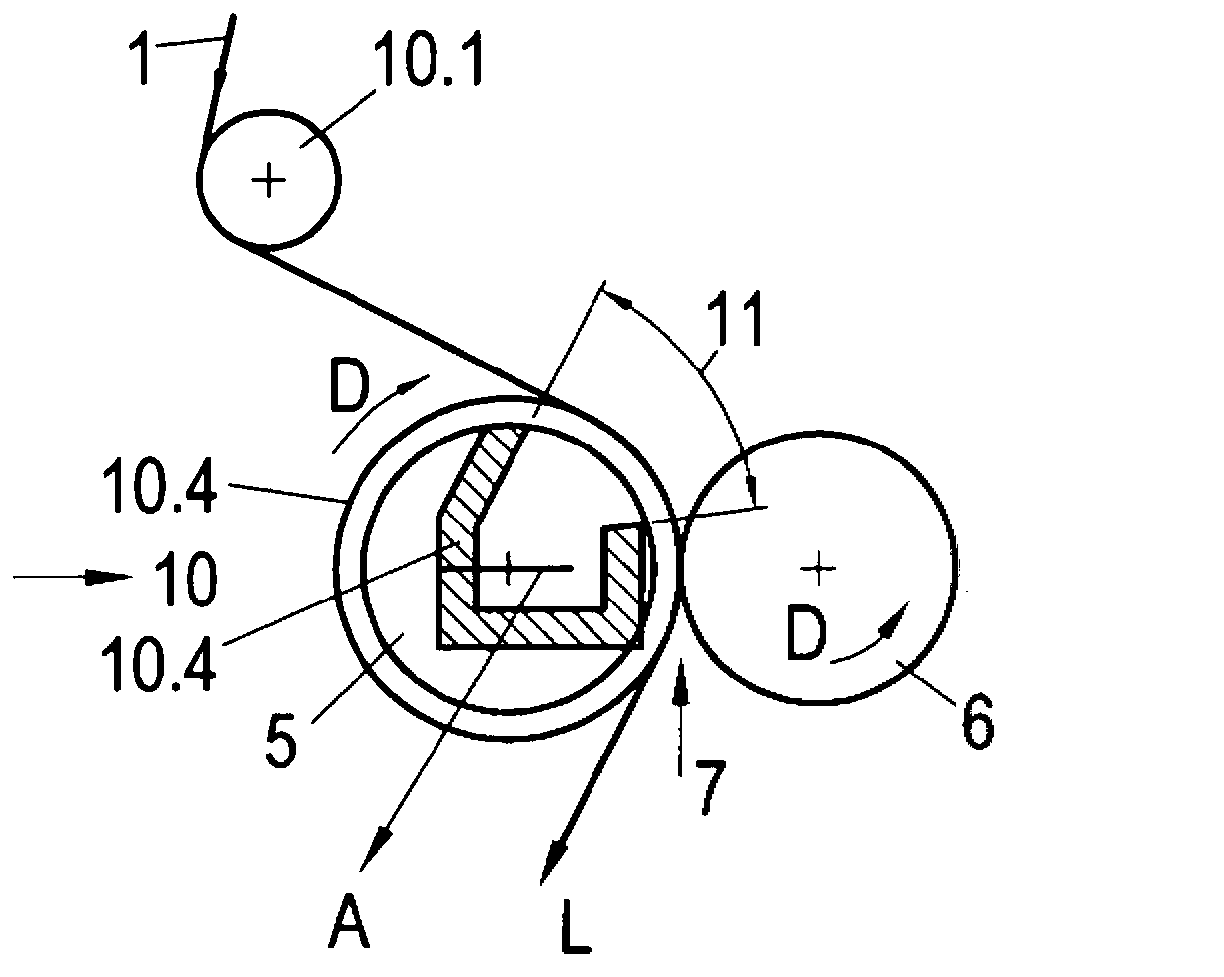 Device for treating a running paper, cardboard or other fiber material web