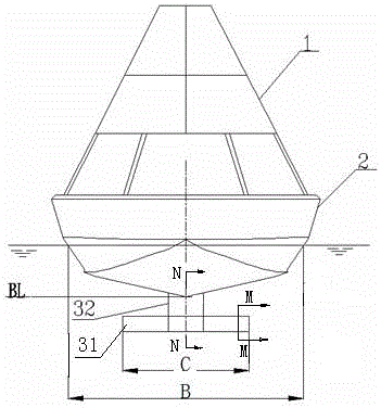 Surface single-body unmanned boat with single water jet propulsion