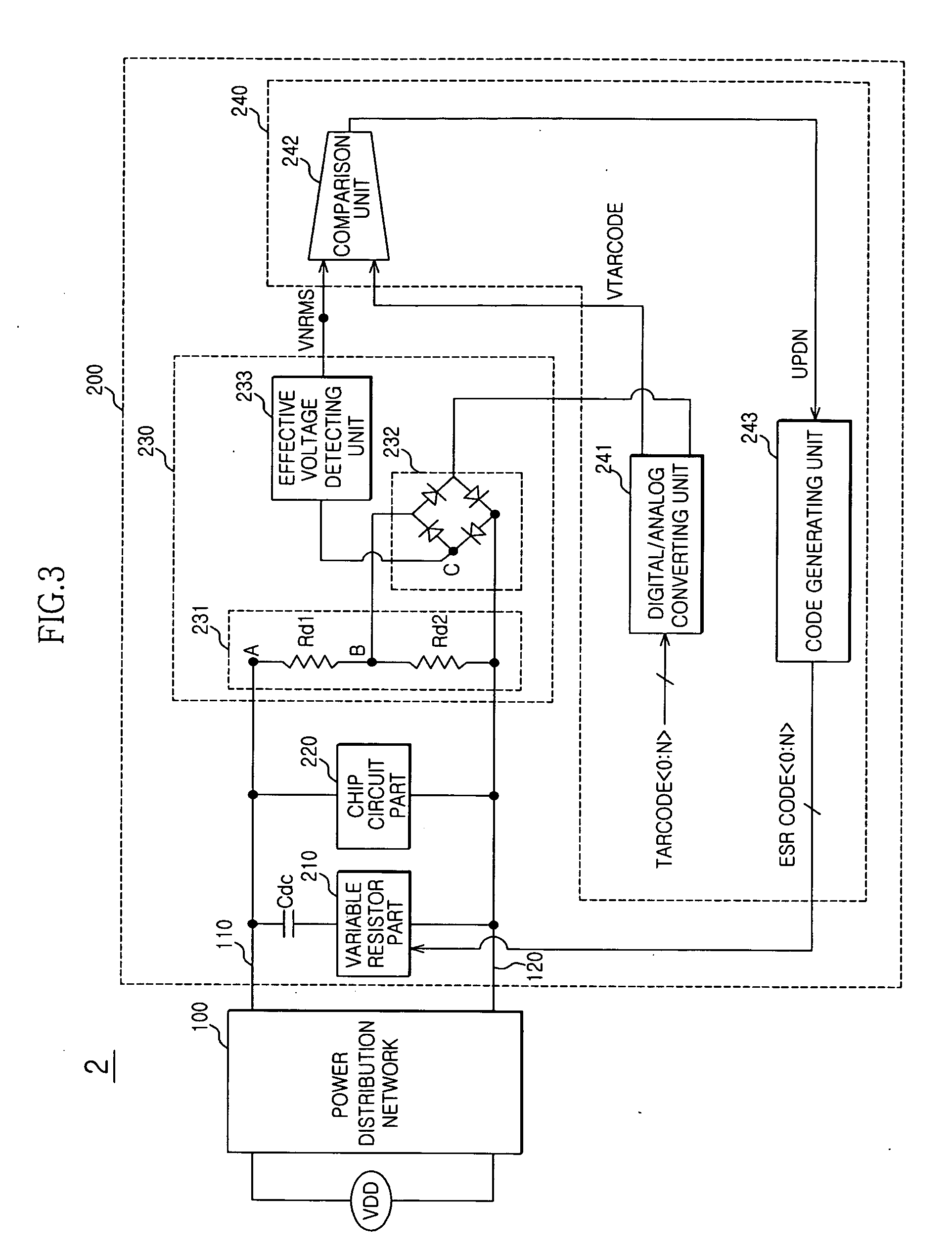 Power noise detecting device and power noise control device using the same
