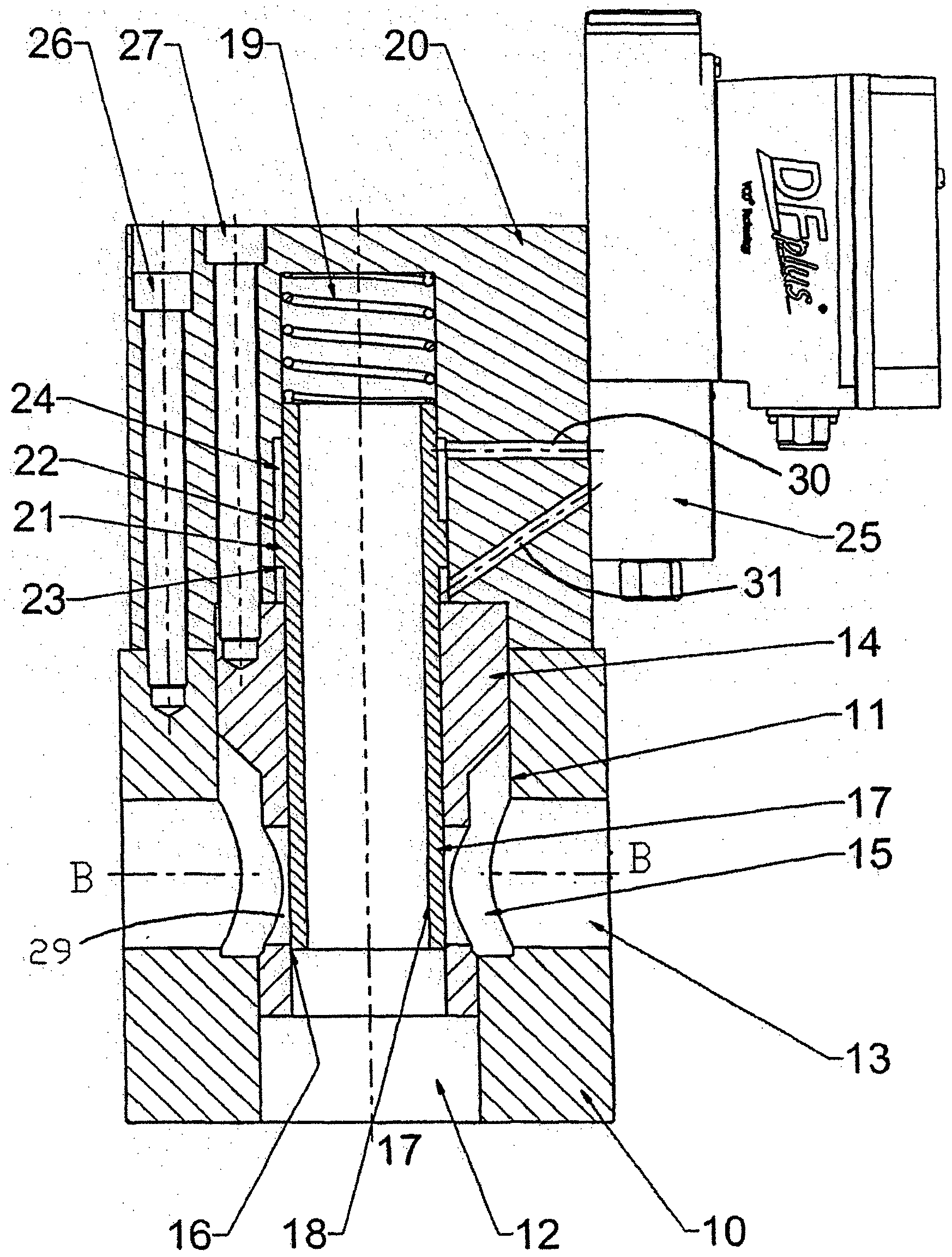 Hydraulic valve assembly having a cartridge insert valve exhibiting a closing element arranged in a pressure equalized manner