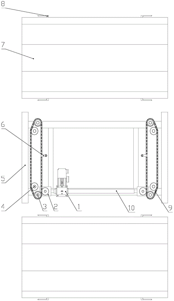 Chain rotation transfer mechanism for vertical lift parking equipment