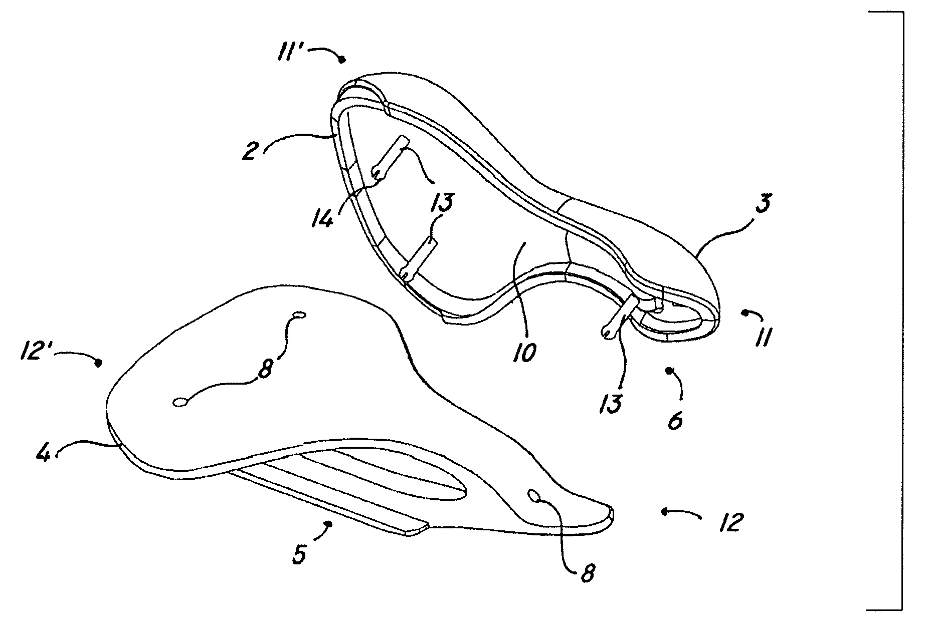 Customizable saddle structure, particularly for bicycles, having a removable seat element
