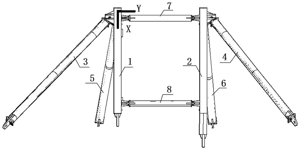 Six-support wall-mounted type tower crane space supporting system