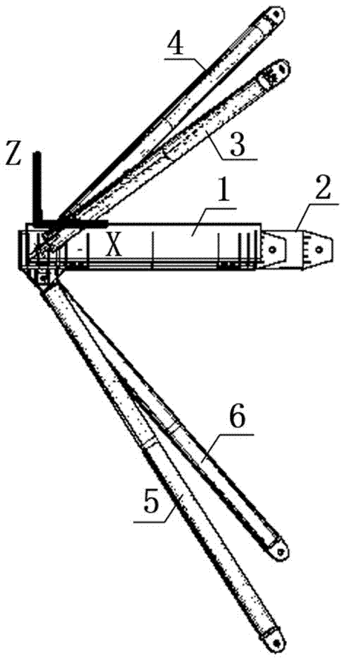 Six-support wall-mounted type tower crane space supporting system