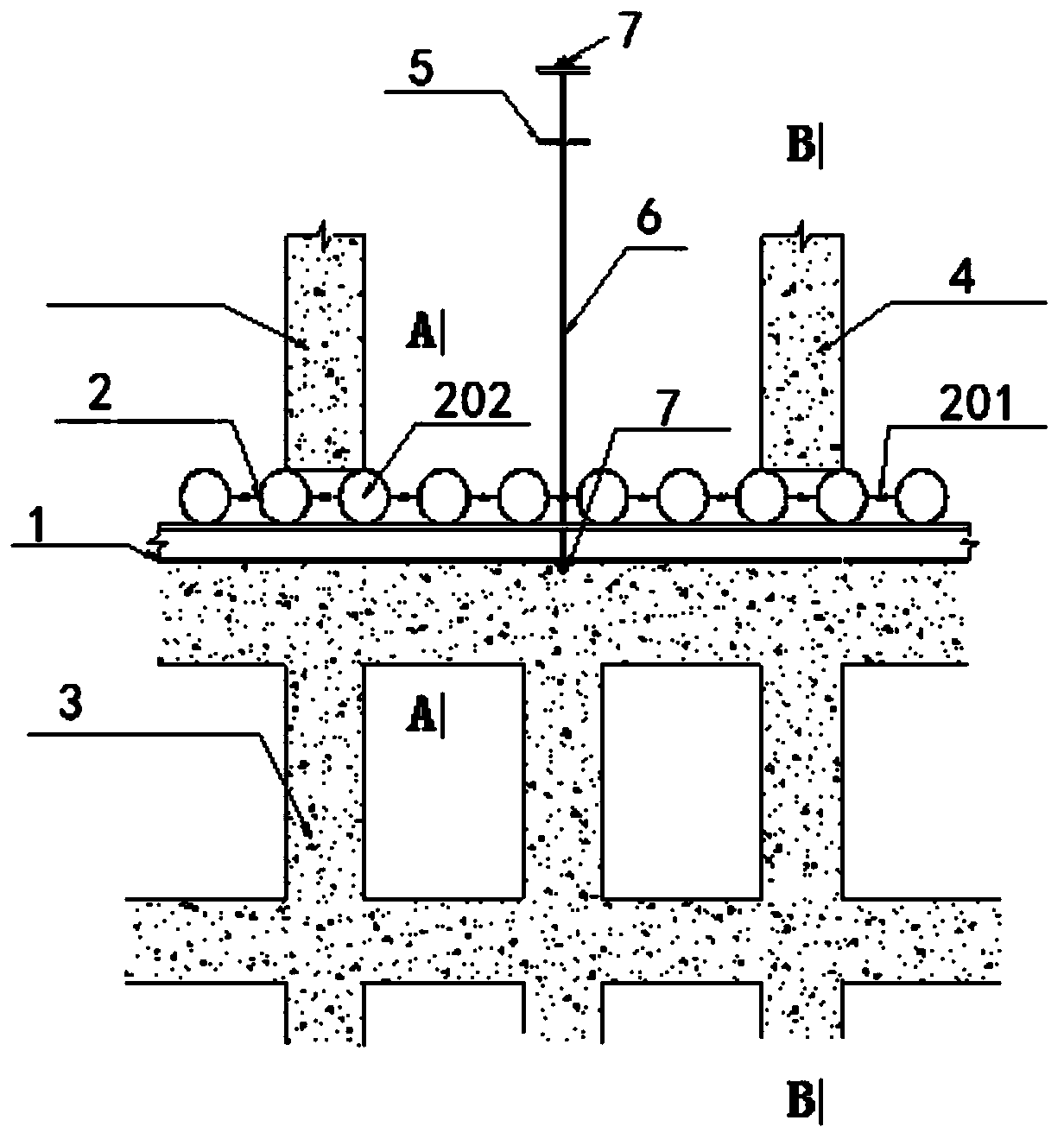 Large area silt fluid soil layer foundation pit suspension supporting comprehensive construction structure and method