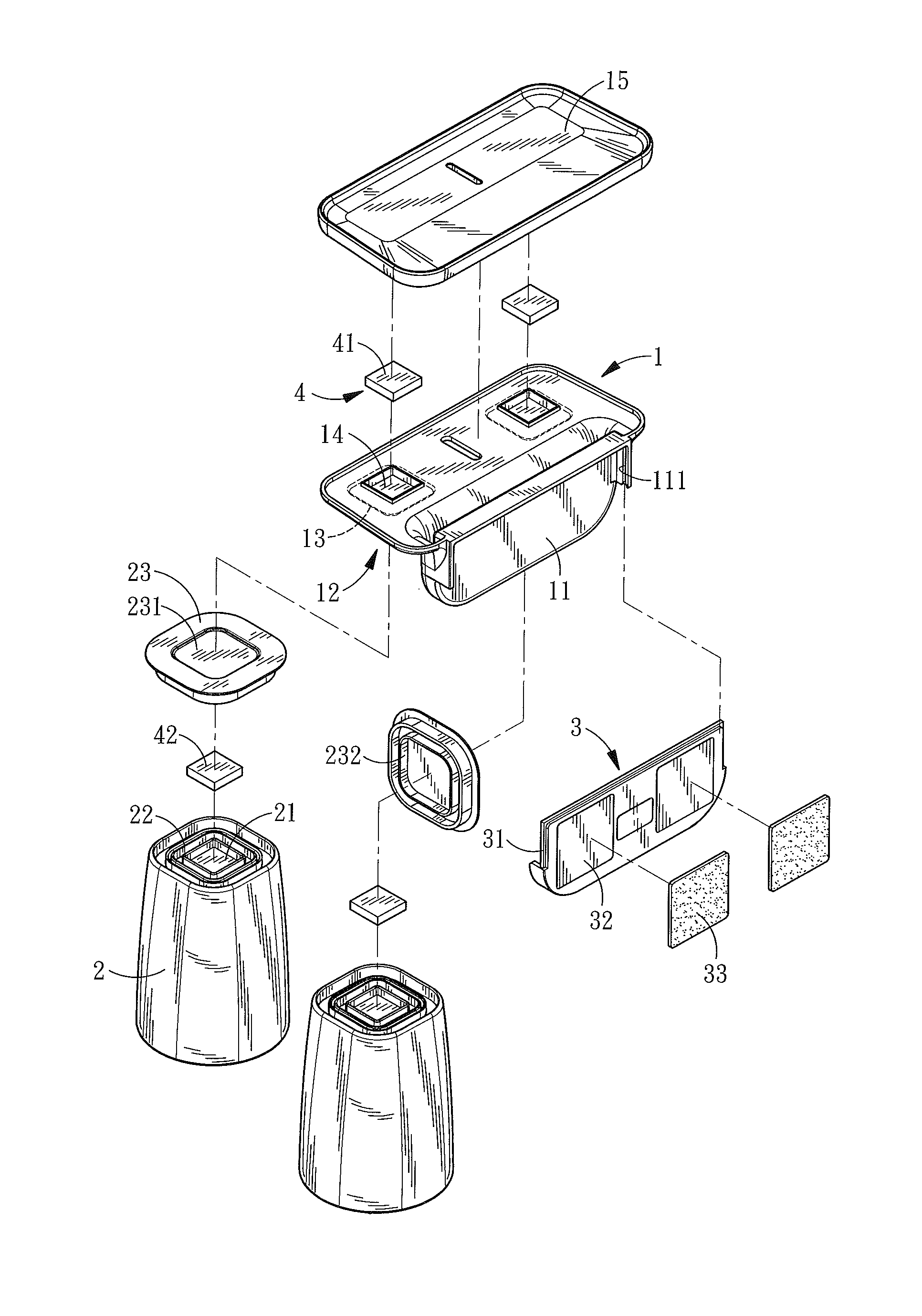 Multiple water containers and holder structure