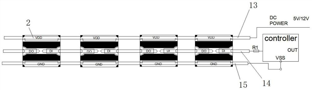 Cascading type LED lamp string circuit board connecting structure