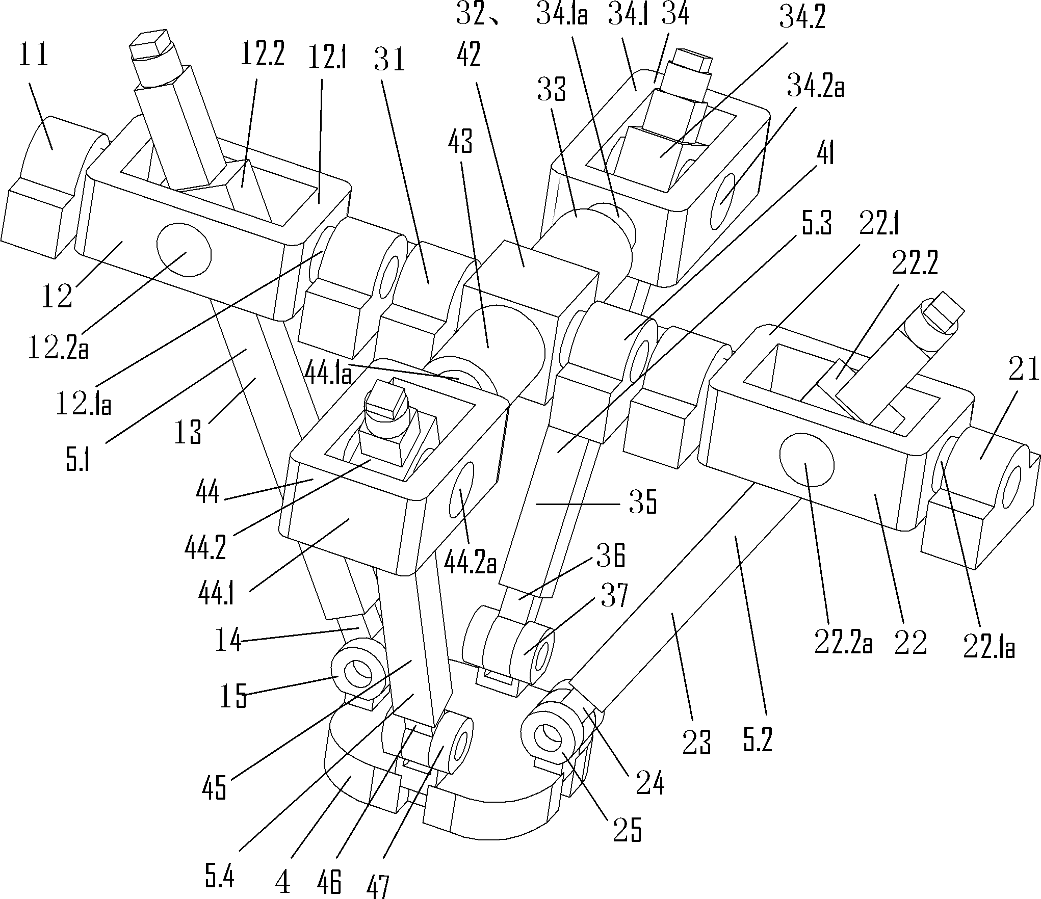 Three- DOF (degree of freedom) parallel mechanism with two vertical intersecting rotating shafts