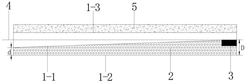 Uncoupled continuous charge structure with eccentric retaining wall and its application method