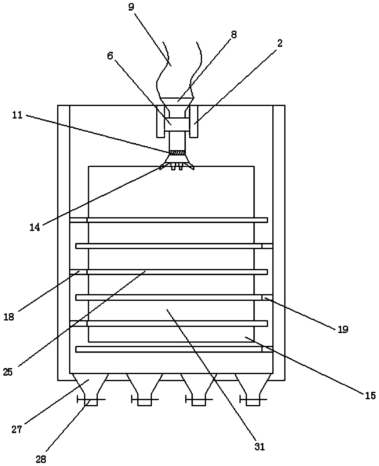 Layering type drying device for grain