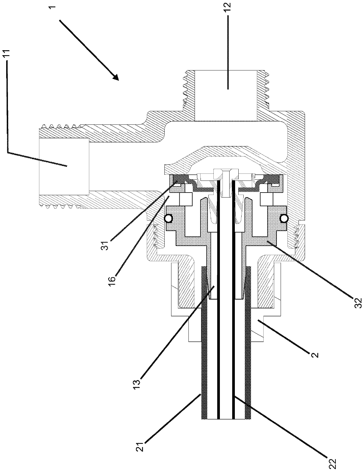 Hydraulic flow control system, primary valve for hydraulic flow control system and hygienic shower head for hydraulic flow control system