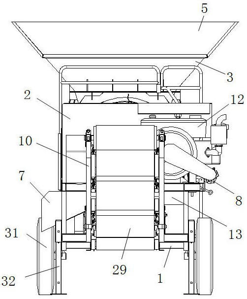 A traction-type soil crushing and screening machine with its own power