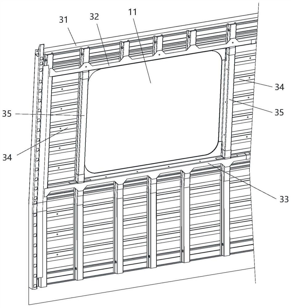 Built-in window frames, side wall modules and rail vehicles for rail vehicles