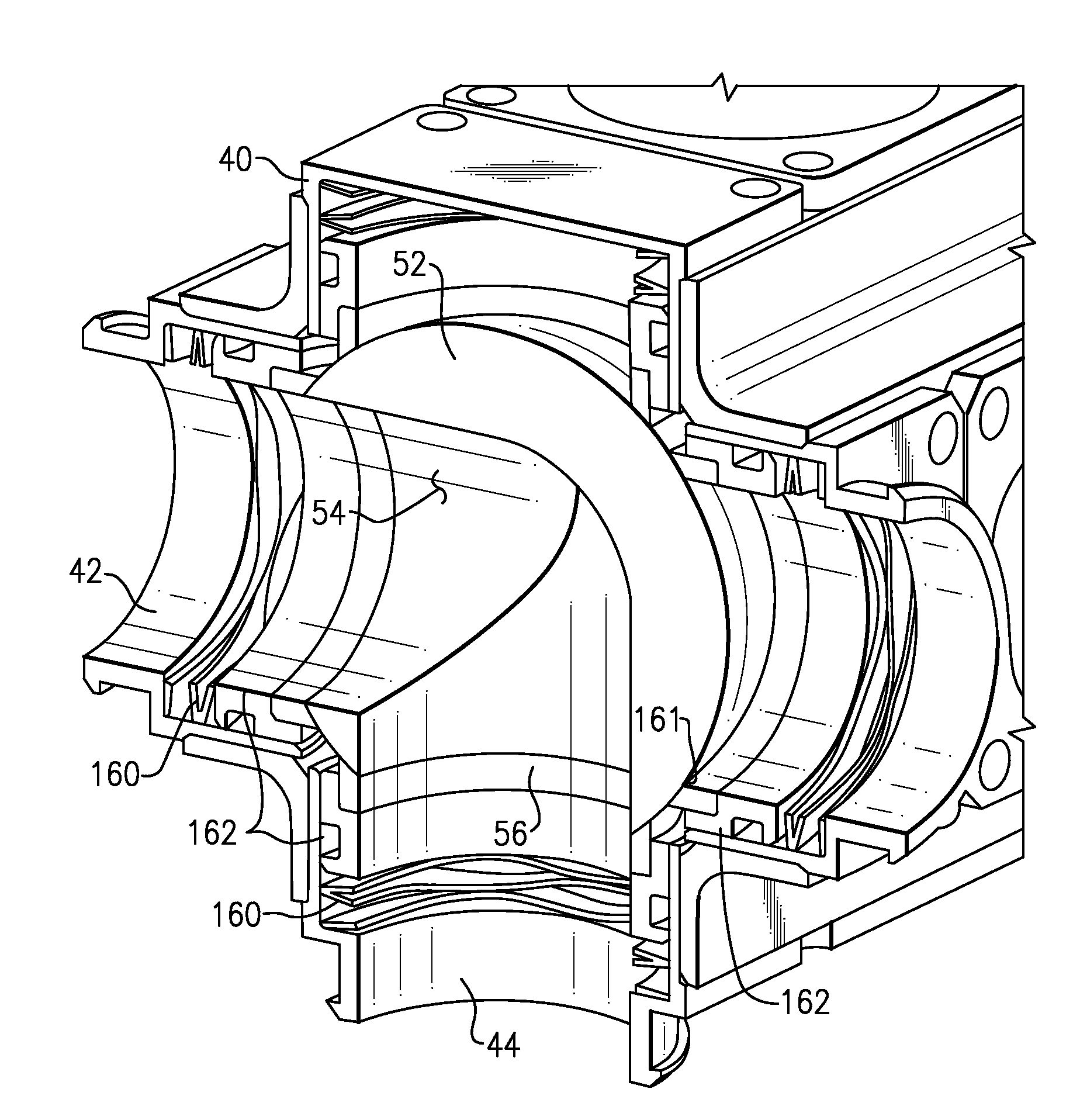 Rotary valve element for twin bed alternative treatment systems