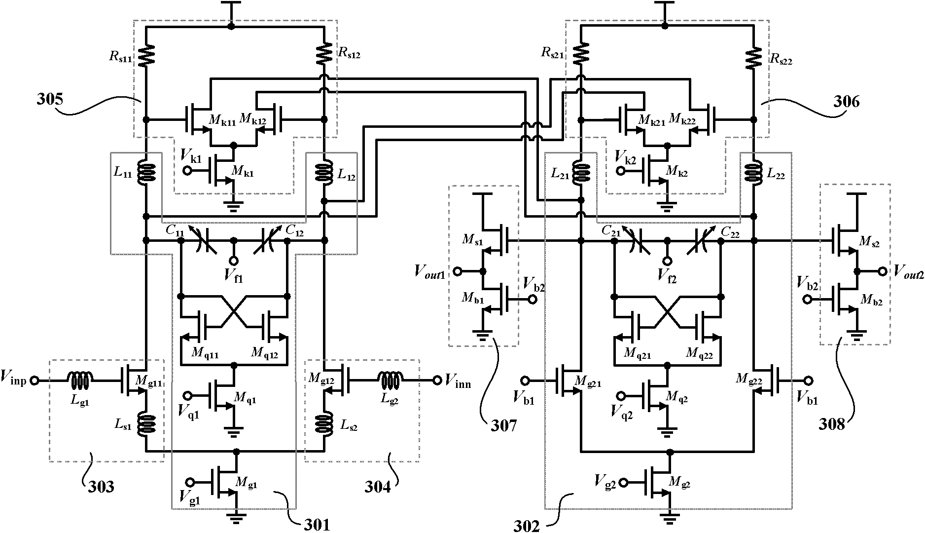 Fourth-order active LC radio frequency band pass filter