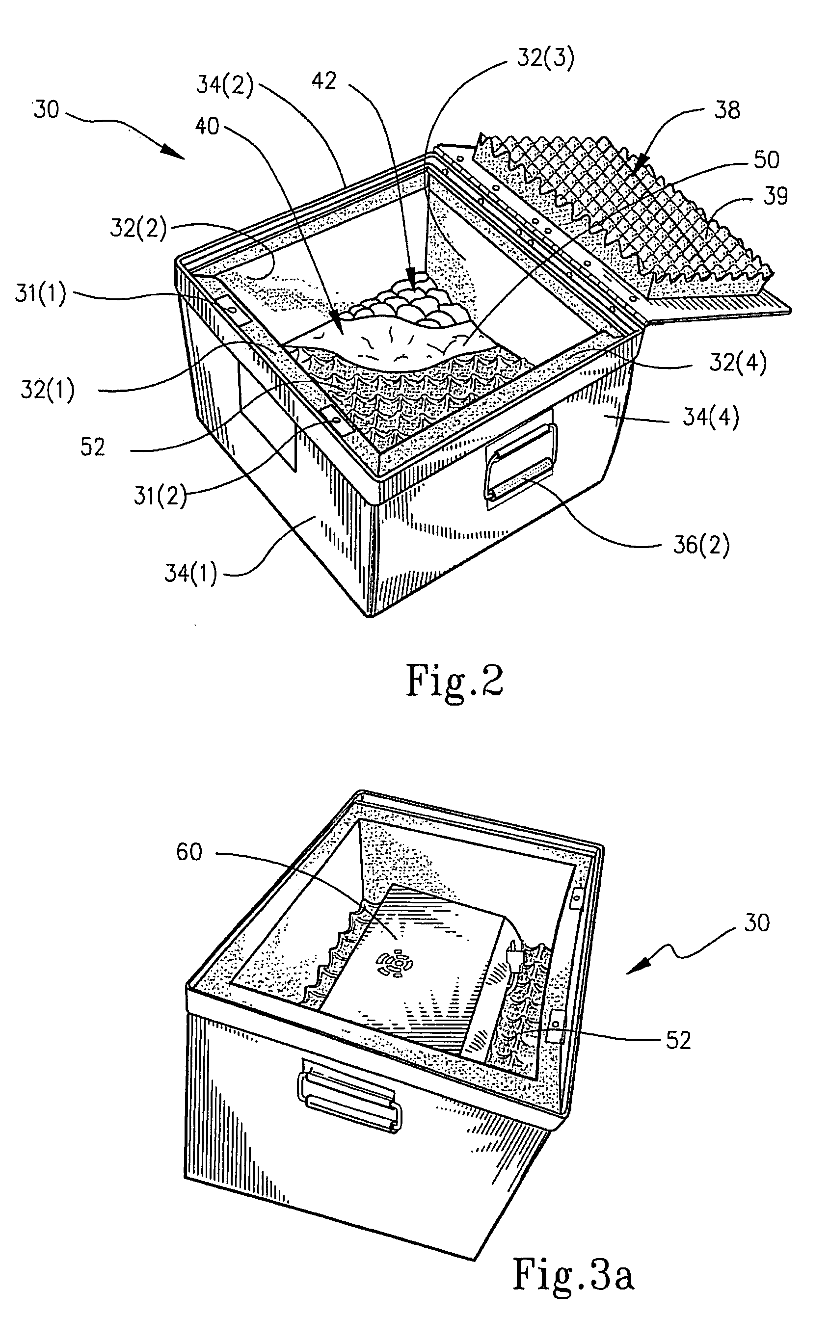 Shipping container, system and packing method, along with reusable packing accessory for use therewith