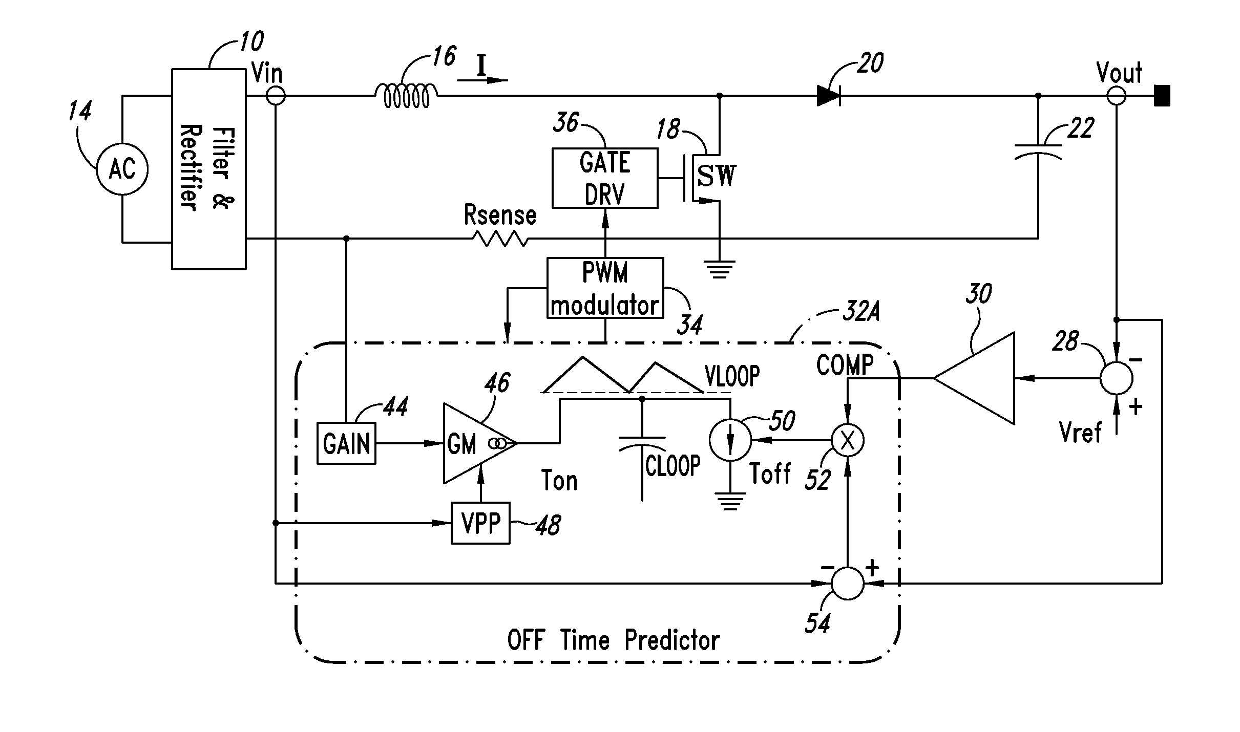 Control circuit implementing a related method for controlling a switching power factor corrector, a pfc and an ac/dc converter