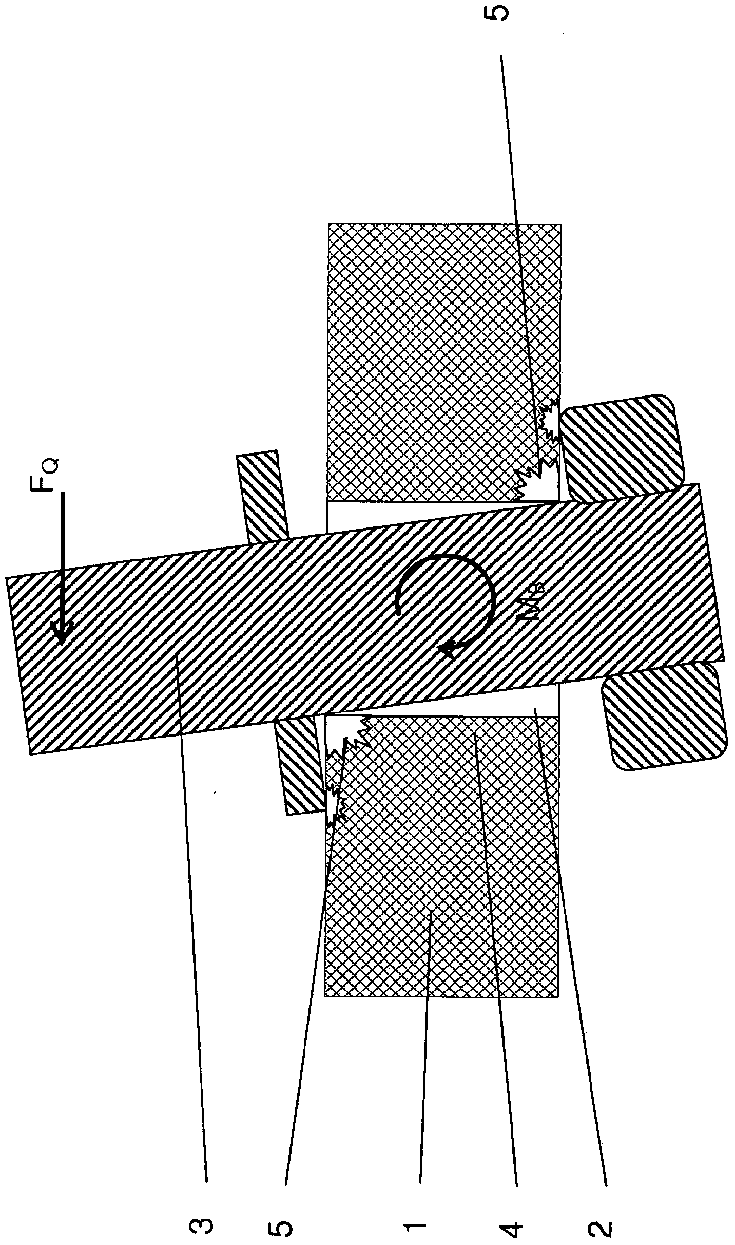 Device for introducing force into a component of fibre composite material